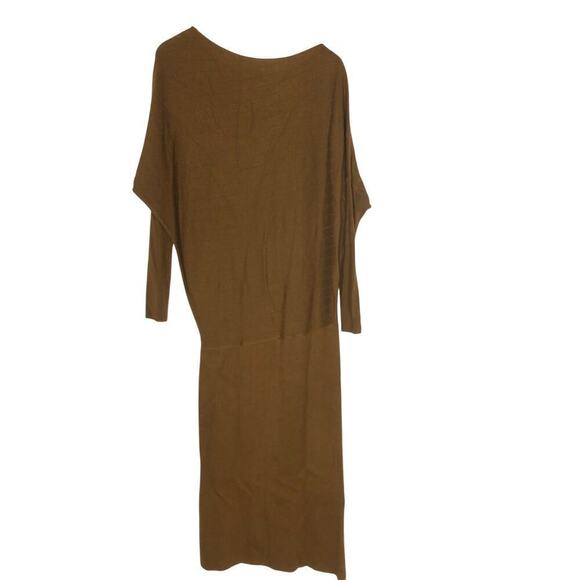 Victor Alfaro Sweater Dress Asymmetrical Long Sleeve Brown M - Picture 5 of 11